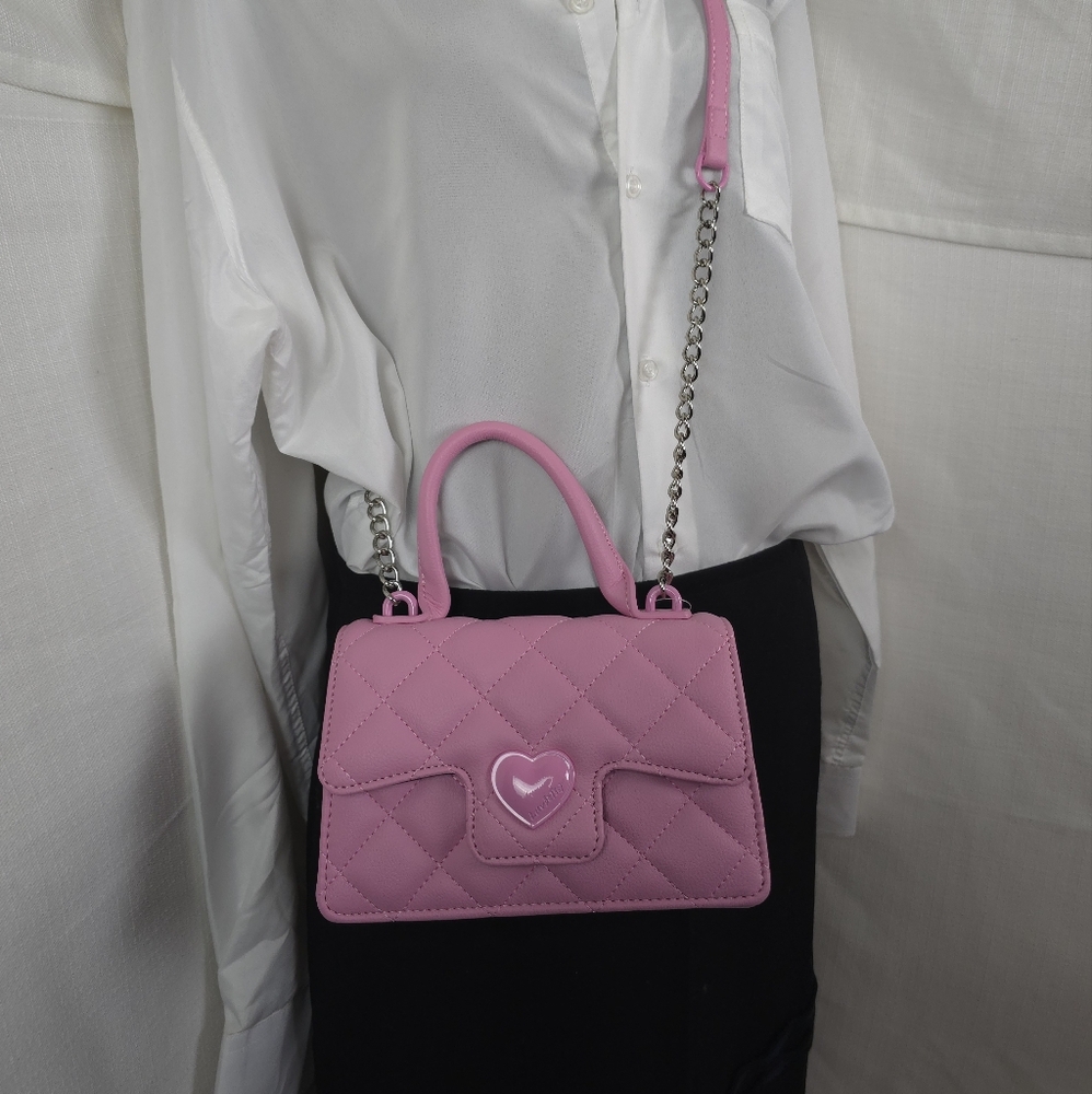 Betsey Johnson Pink Quilted Wristlet with Chain Strap
